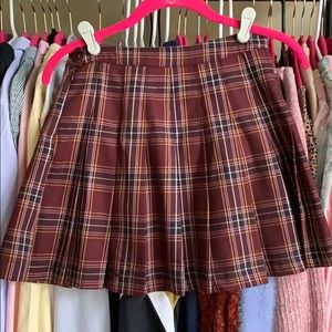 Burgundy Plaid Skirt